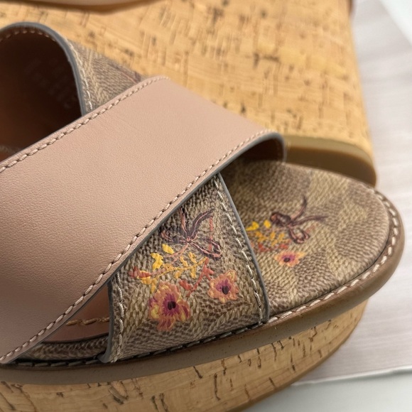 Coach Tan and Pink Wedges with Cork-Style Heel NWOT - Picture 2 of 8